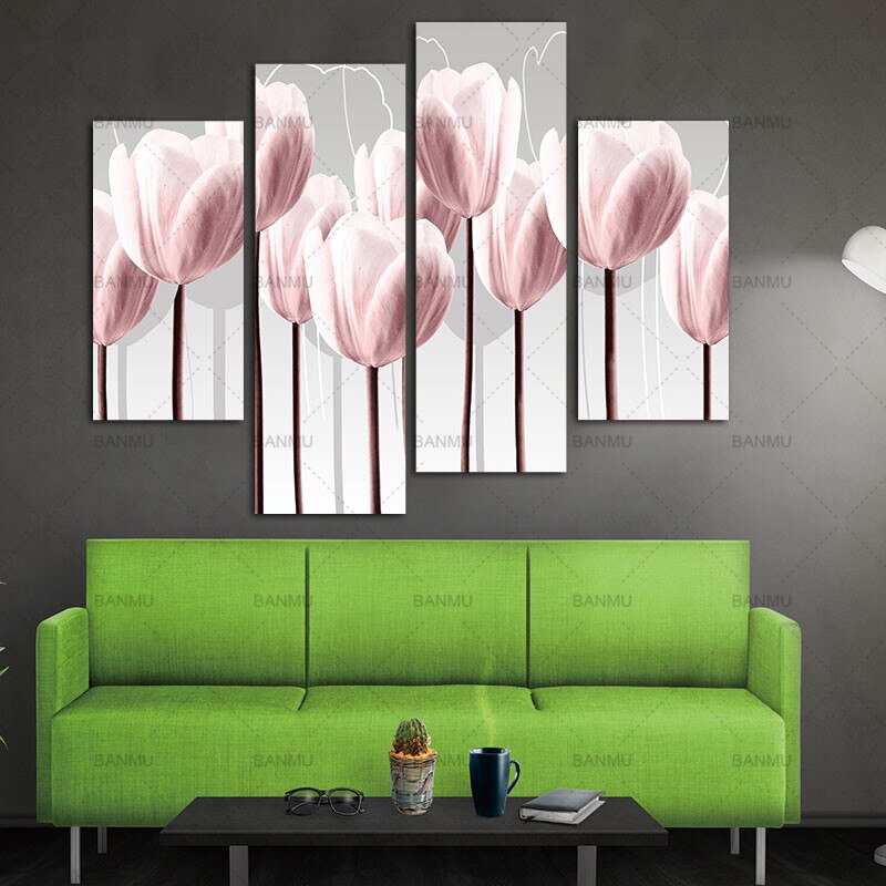 BANMU-Canvas-Wall-Art-Picture-Print-on-4-Piece-Canvas-Art-Green-Pink-Painting-Home-DecorFor-5.jpg
