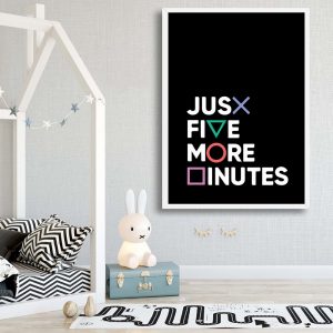 Baby Poster Gamer Gaming Geek Canvas Painting Wall Art Just Five More Minutes Quotes Poster Wall Pictures For Boys Room Decor