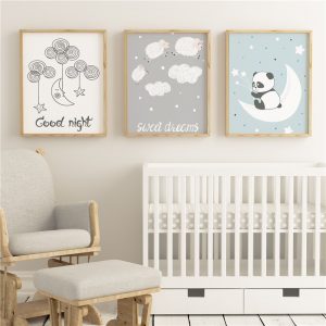 Baby panda room style children's decorative mural art canvas painting frame Nordic style Kids Room No Frame canvas painting A162