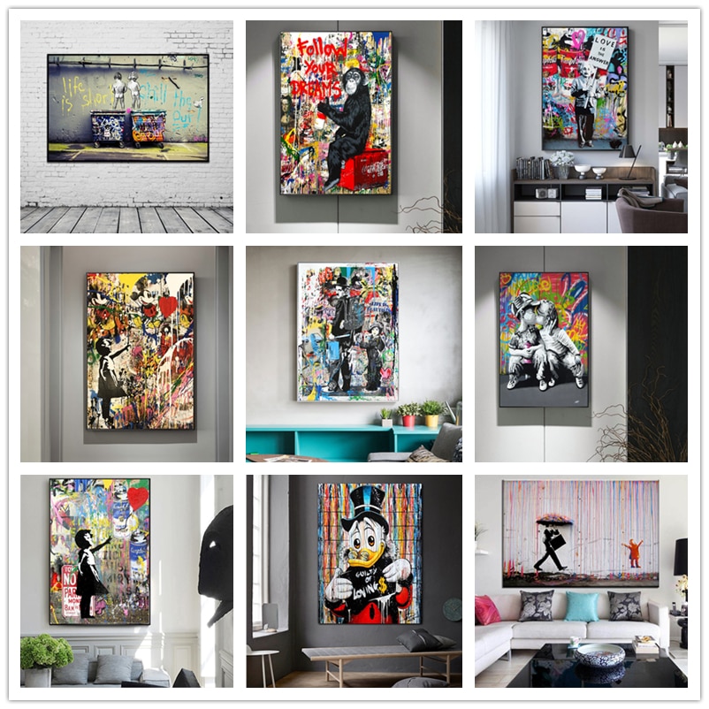 Cadre Int/érieur 12x18in YCCYI Banksy Street Art Life is Short Chill The Duck Out Affiches Imprimer Graffiti Toile Peinture Mur Photos pour La D/écoration Int/érieure 30x45cm