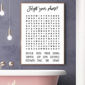 Bathroom Word Black White Minimalist Sign Canvas Painting Posters and Prints Wall Art Picture for Living Room Home Decor Cuadros