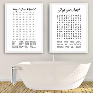 Bathroom Word Search Print Bathroom Wall Decor Funny Quote Posters and Prints Modern Wall Art Canvas Painting Decoration