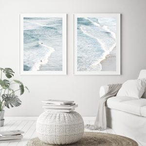 Beach Coastal Landscape Posters Prints Large Ocean Blue Wave Surf Wall Art Canvas Painting Photography Picture Office Home Decor