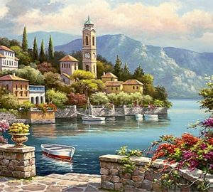 Beautiful DIY Digital Oil Painting Paint By Numbers Special Gift Landscape Painting Romantic Harbor Painting By Hand