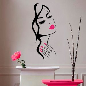 Beauty Salon Hairstyle Room Decoration Hand Girl Face Wall Sticker Nail Shop Decoration Design Art Poster Mural Decals W49-1