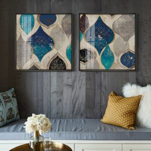 Bedroom Abstract Decorative Canvas Painting Retro Poster and Print Living Room Wall Art Paintings Blue Pictures Home Unframed