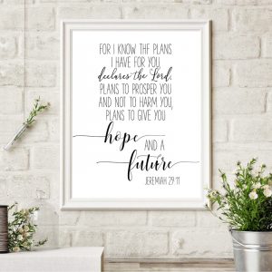 Bible Verse Art Jeremiah 29:11 Quote Canvas Poster Prints , Scripture Christian Wall Art Painting Minimalist Picture Home Decor