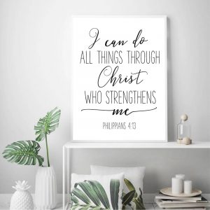 Bible Verse Philippians 4:13 Nursery Wall Art Canvas Painting Modern Scripture Quotes Christian Prints Poster Home Wall Decor