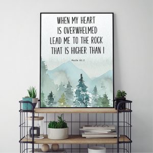 Bible Verse Psalm 61 2 Christian Wall Art Canvas Painting When my heart is overwhelmed Quotes Poster Prints Picture Home Decor