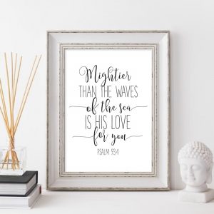 Bible Verse Psalm 93:4 Poster And Print Modern Minimalist Christian Scripture Quotes Canvas Painting Nursery Home Wall Art Decor