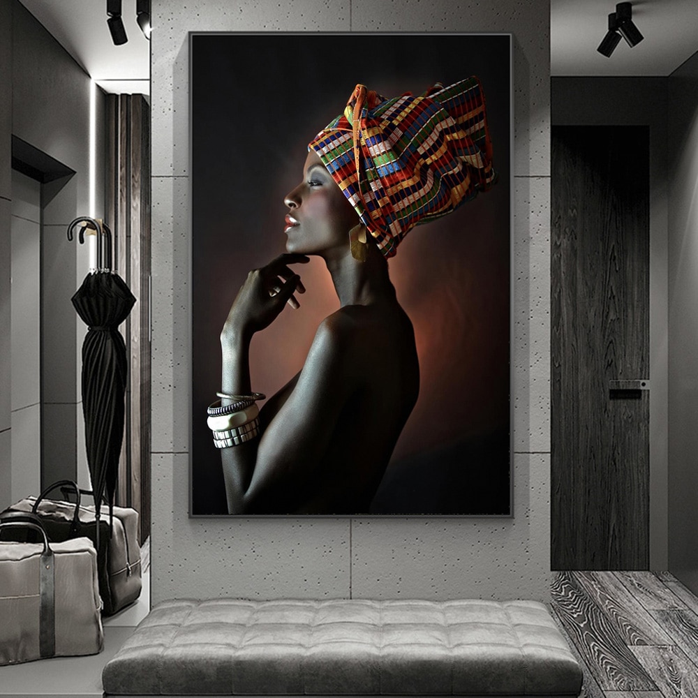 Woman With White Jewels, African outlets Woman Portrait Print, Woman Painting, Canvas Print, Black African Art