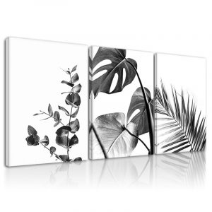 Black White Botanical Plant Decoration Picture Wall Art Nordic Minimal Palm Leaf Home Poster Ready To Hang Canvas Painting Decor