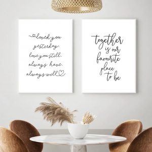 Black White Minimalism Wall Art Canvas Poster And Print Together Love you Quote Canvas Painting Decorative Picture For Bedroom