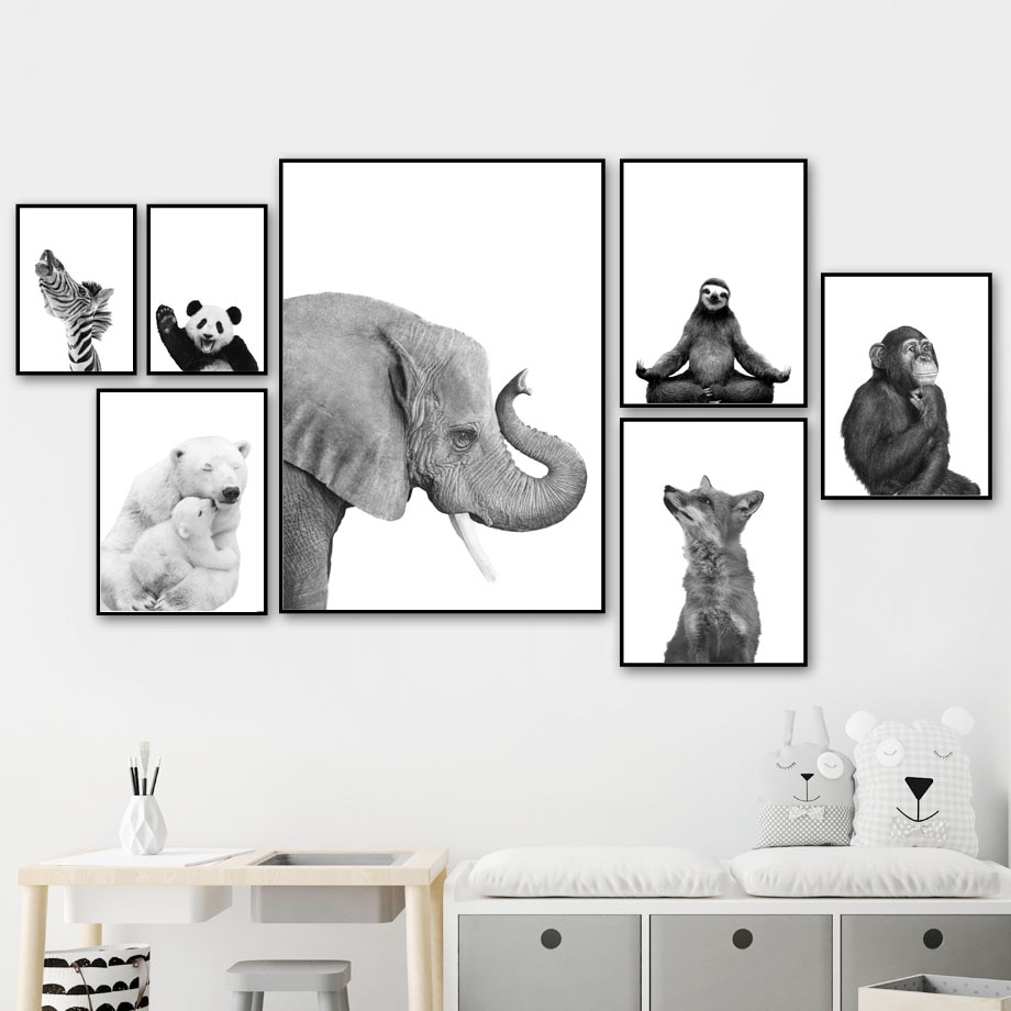 Black-White-Polar-Bear-Monkey-Sloth-Fox-Animals-Nordic-Posters-And-Prints-Wall-Art-Canvas-Painting-1.jpg