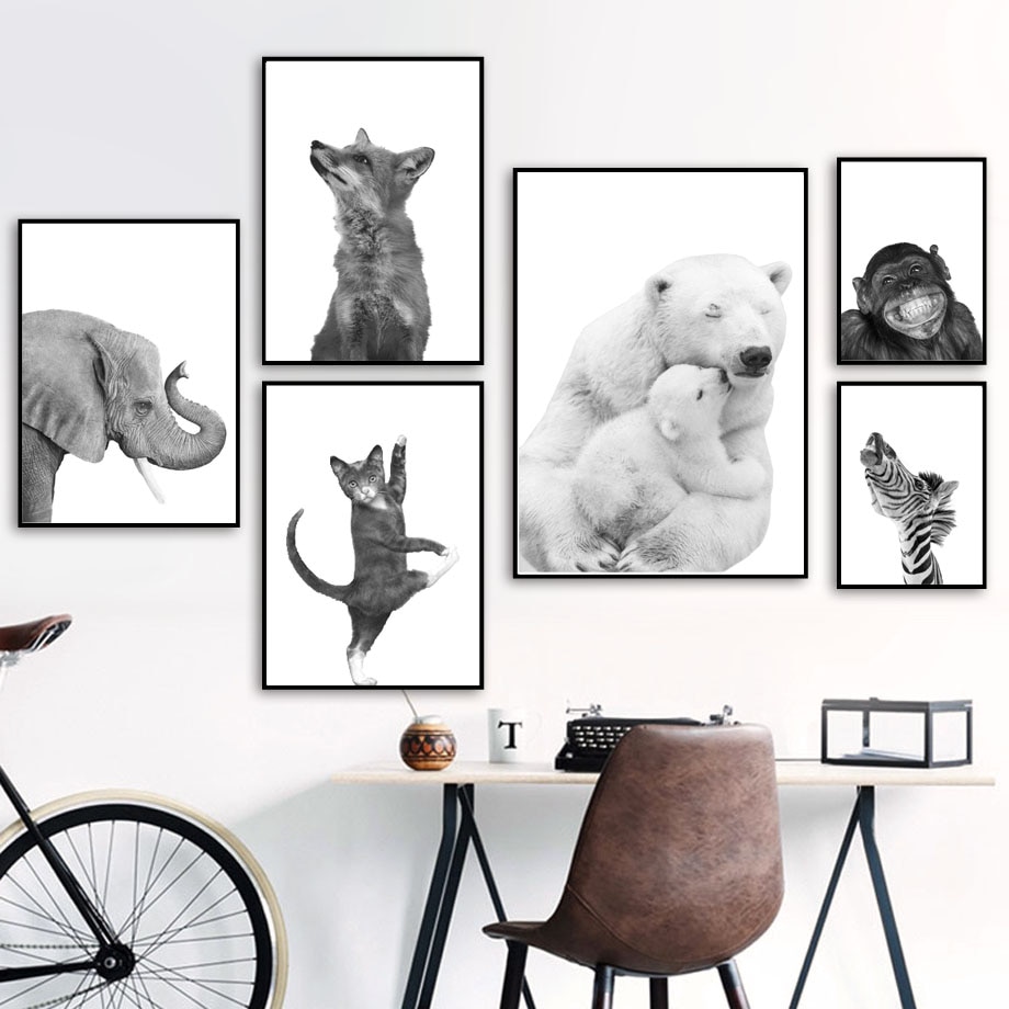 Black-White-Polar-Bear-Monkey-Sloth-Fox-Animals-Nordic-Posters-And-Prints-Wall-Art-Canvas-Painting.jpg