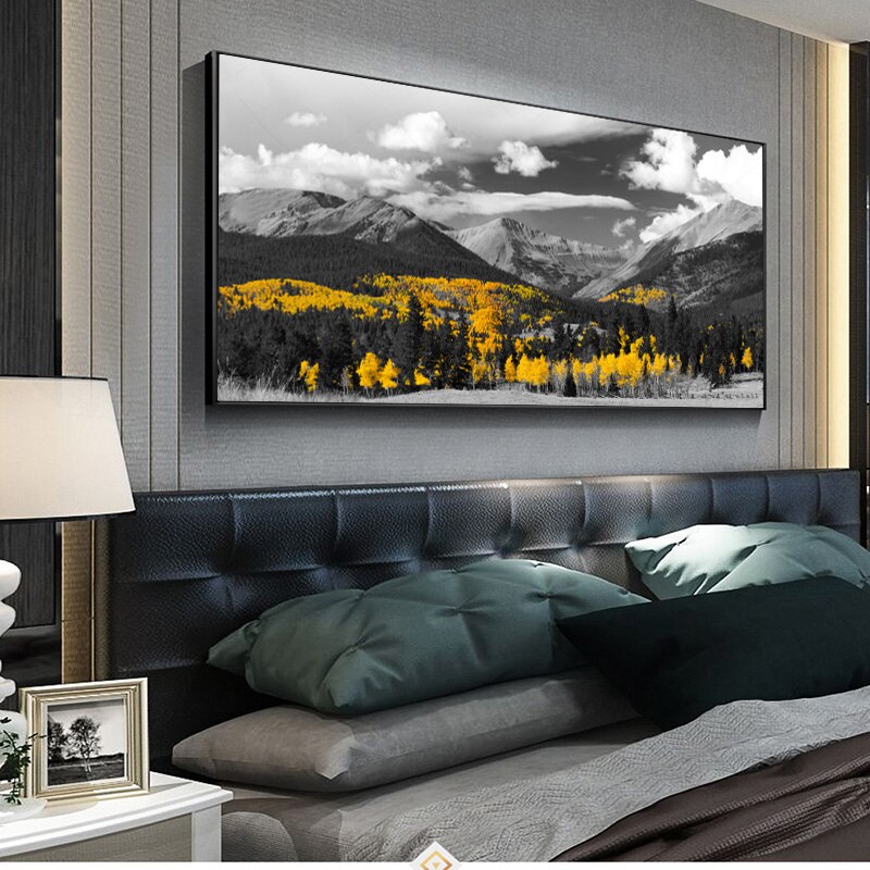 Black-and-White-Landscape-Posters-and-Prints-Golden-Yellow-Trees-Mountain-Clouds-Canvas-Painting-Wall-Pictures-3.jpg