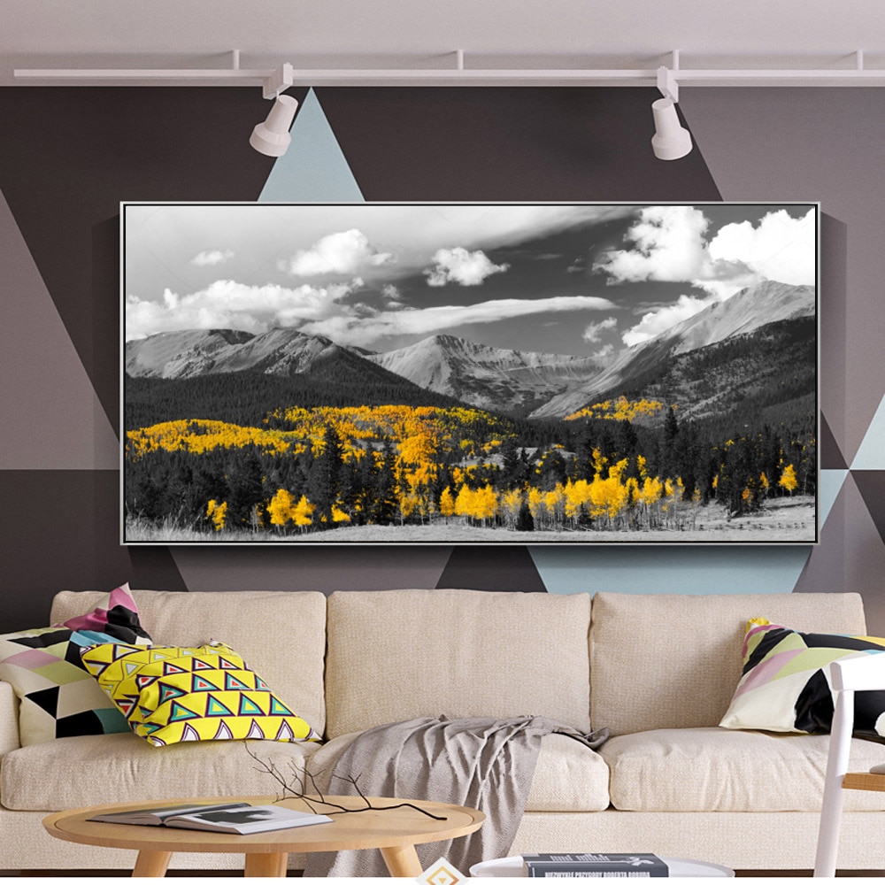 Black-and-White-Landscape-Posters-and-Prints-Golden-Yellow-Trees-Mountain-Clouds-Canvas-Painting-Wall-Pictures-4.jpg