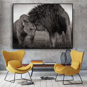 Black and White Lion Art Canvas Painting Wall Art for Living Room Home Decor (No Frame)