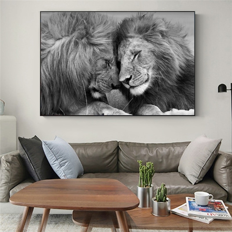 lion love black and white