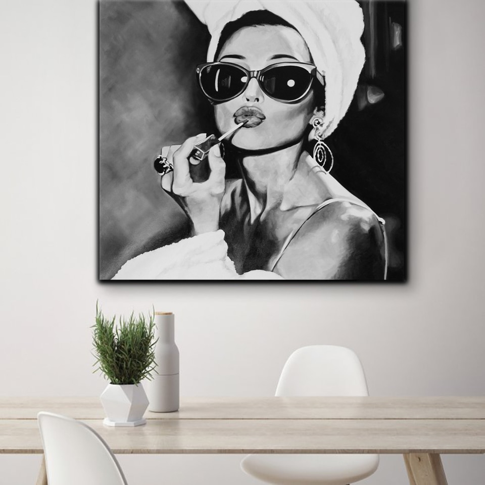 Black and White Photo Art Audrey Hepburn Canvas Painting Nordic Posters And  Prints Wall Picture For Living Room Salon Wall Decor – Nordic Wall Decor