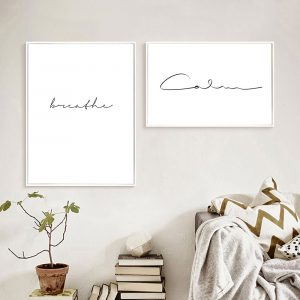 Breathe Canvas Poster Nordic Decoration Calm Words Wall Art Print Painting Decorative Picture Scandinavian Home Decor