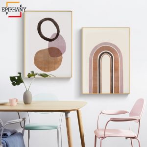 Burnt Orange Abstract Print Modern Boho Wall Art Minimalist Canvas Paintings Nordic Painting Pictures for Living Room Decoration