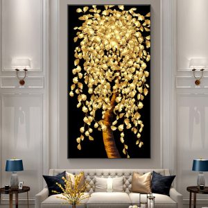 CFART  Golden Tree Oil Painting  Money Tree Canvas Poster Print Wall Picture Living Room Print  Art Painting Home Decor No Frame