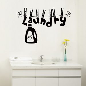 CREATIVE pattern Laundry Wall Sticker laundry room home background decoration art decals door decor Pvc carved stickers