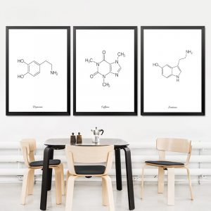 Caffeine Molecule Picture Print Coffee Quote Artwork Black White Print Poster Chemical Formula Canvas Painting Wall Decor HD2111