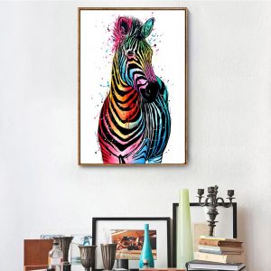 Canvas Painting Art Pictures Abstract Prints Zebra Animal Color pic Wall Pictures on Canvas for Living Room Decoration no frame
