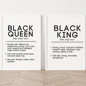 Canvas Painting Black King and Queen Definition Quote Posters Prints Bedroom Melanin Wall Art Black Beauty Home Decor No Frame