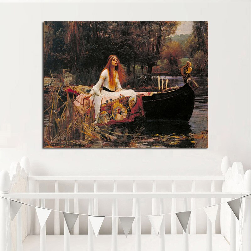 Canvas-Painting-for-Portrait-of-the-Lady-of-Shalott-Nordic-style-vintage-poster-and-prints-wall-1.jpg
