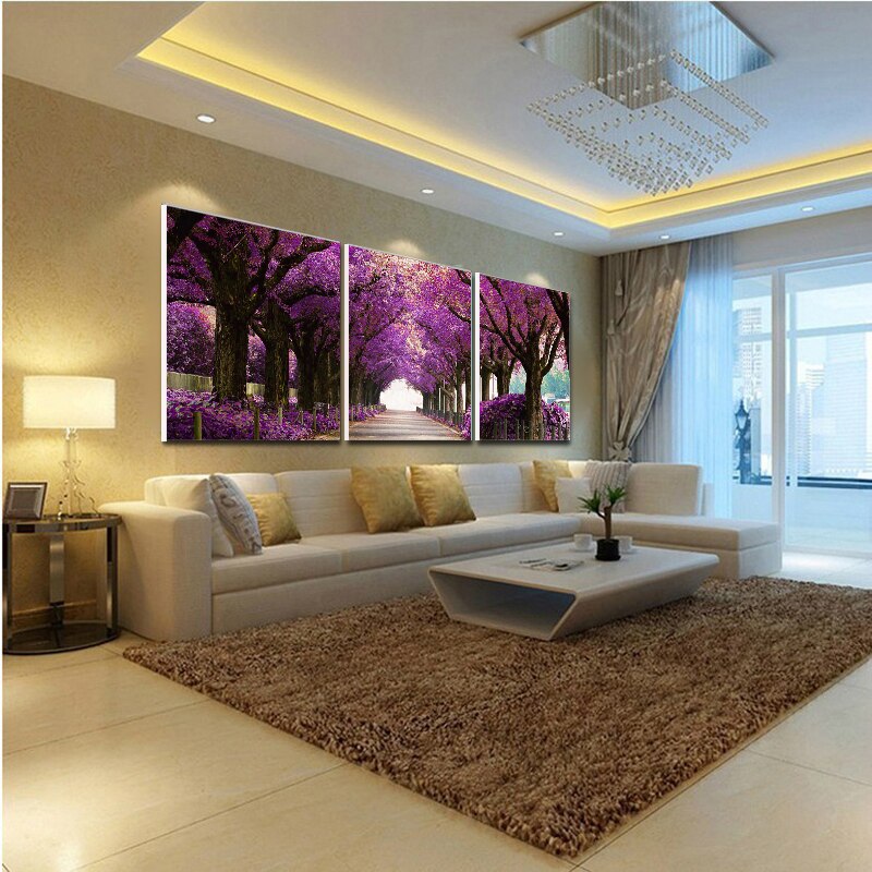 Canvas-Paintings-PICTURES-On-Canvas-For-Living-Room-Landscape-Decorative-Print-Romantic-Purple-Forest-No-Frame.jpg