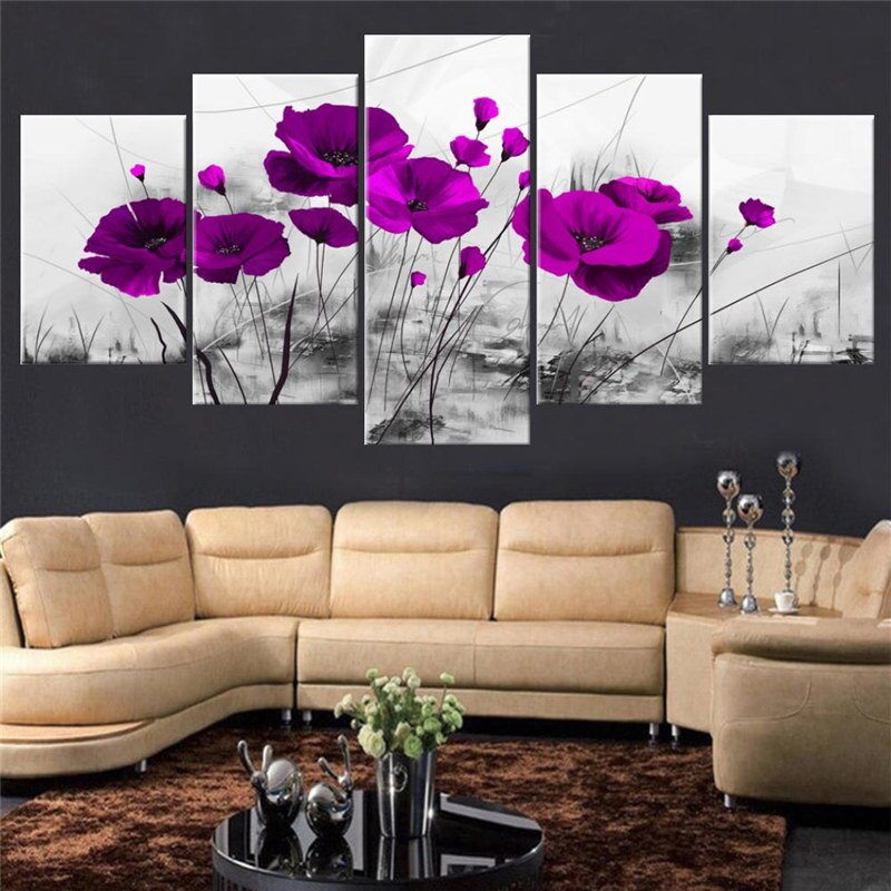 Details about   5 piece Poster Set Decoration optionally with Frame Living Room- 							 							show original title Wall Art LOVE 