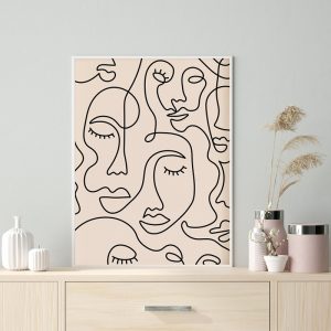 Canvas Prints Modern Pictures Wall Art Abstract Simple Line Couple Face Painting Modular Nordic Poster Gift Bedroom Home Decor