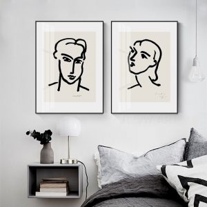 Canvas Prints Pictures Wall Art Black and White Abstract Lines Face Painting Home Decor Modular Nordic Poster Living Room