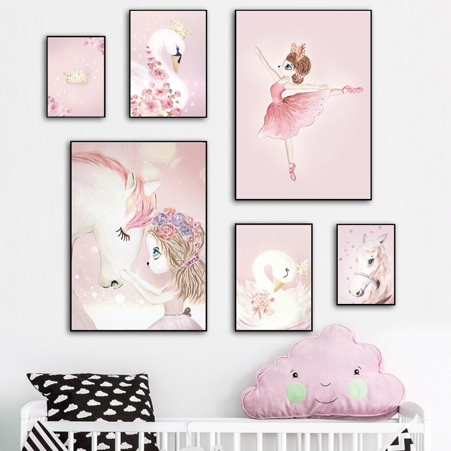 Cartoon-Girl-Unicorn-Swan-Horse-Flower-Crown-Wall-Art-Canvas-Painting-Nordic-Posters-And-Prints-Wall-1.jpg