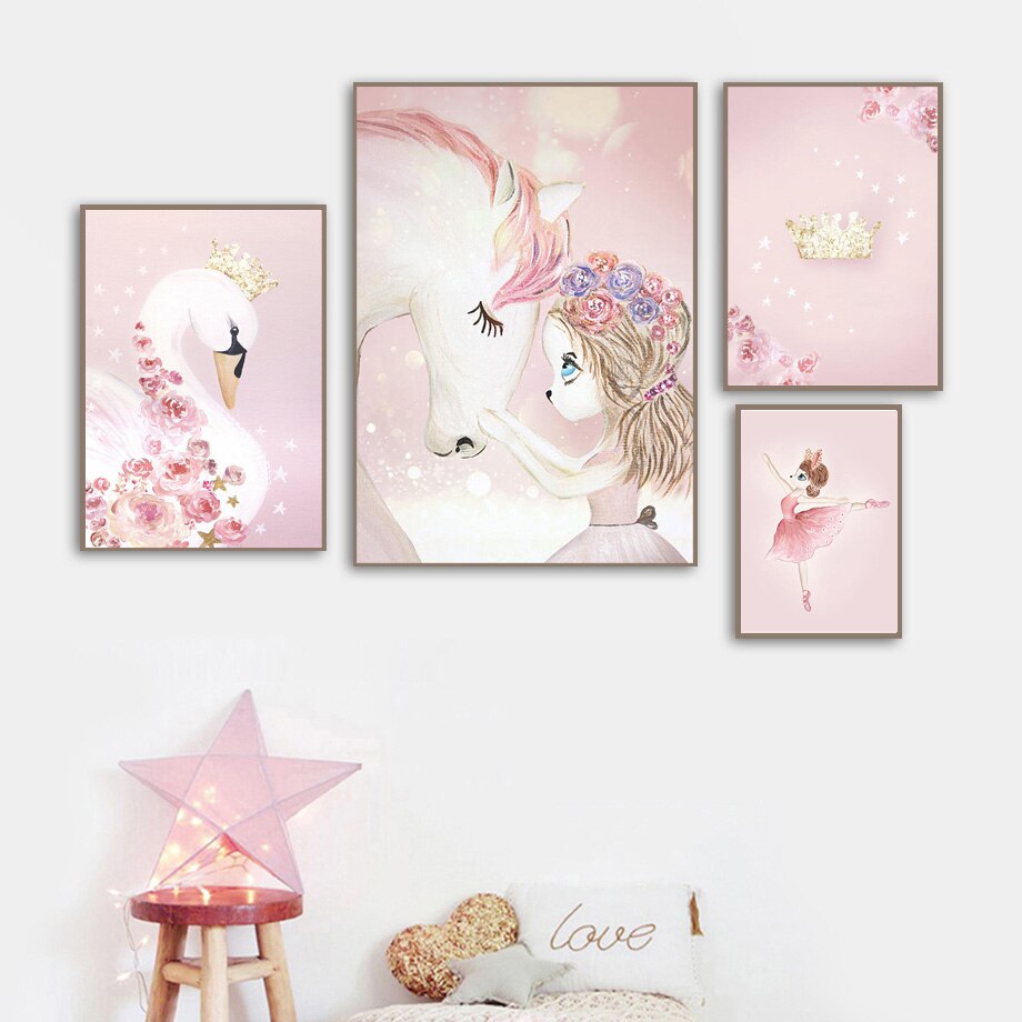 Cartoon-Girl-Unicorn-Swan-Horse-Flower-Crown-Wall-Art-Canvas-Painting-Nordic-Posters-And-Prints-Wall-2.jpg