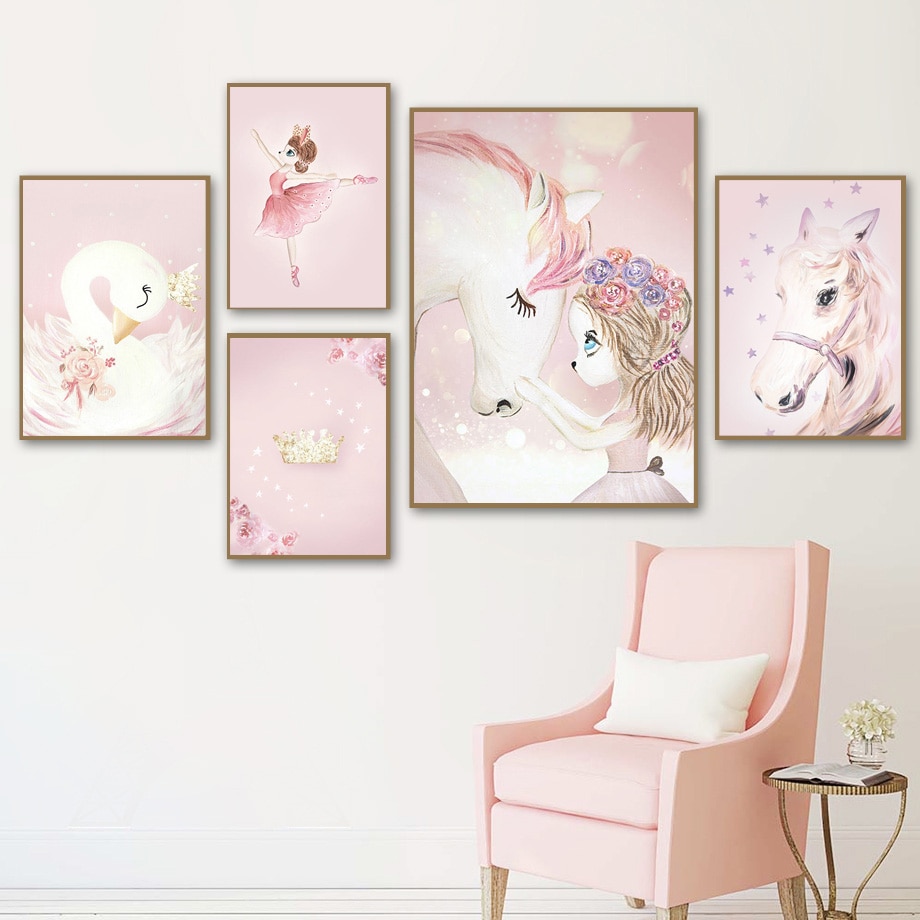 Cartoon-Girl-Unicorn-Swan-Horse-Flower-Crown-Wall-Art-Canvas-Painting-Nordic-Posters-And-Prints-Wall.jpg