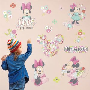 Cartoon Lovely Mickey Minnie Wall Stickers For Kids Rooms Christmas Decor Gift Children Bedroom Wall Decal Art Poster Mural