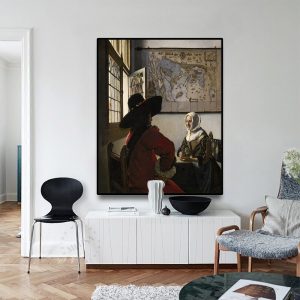 Cassisy Canvas Art Oil Painting《Officer and Laughing Girl》Johannes·Vermeer Poster Picture Wall Decor Modern Home Decoration