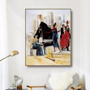 Cassisy Canvas Art Painting Jazz Band Singing girl Art Poster Picture Wall Decor Modern Home Living room Office Decoration