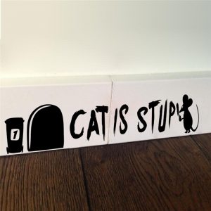 Cat Is Stupid Mouse Hole Wall Stickers Resting Room Decorations 374. Diy Cartoon Animal Wall Decals Home Decor 3d Mural Art