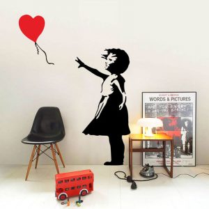 Childhood Girl With Balloon Vinyl Wall Stickers Home Decor Kids Room Bedroom Nursery Decoration Decals Graffiti Art Murals 3B26
