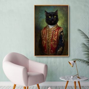 Classic Style The Black Cat Wear Vintage Clothes Canvas Painting Posters And Prints Wall Pictures For Living Room Decoration