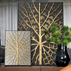 Classical Abstract Gold Leaves Texture Posters And Prints Wall Artwork Canvas Prints Modular Pictures Home Decoration Paintings