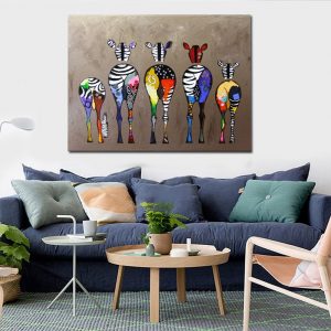 Colorful Cartoon Zebra Canvas Painting Decorative Painting By Numbers Living Room Bedroom Frameless Decor