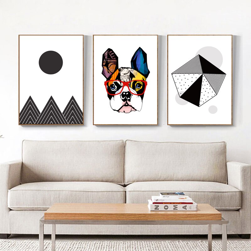 Colorful-sandy-dog-black-and-white-geometric-figure-Posters-And-Prints-Wall-Art-Canvas-Painting-Picture-1.jpg