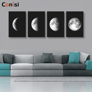 Conisi Abstract Moon Poster Prints Moon Phase Change on Canvas Painting Astronomy Satellite Home Decor Bedroom Decoration