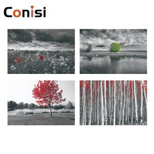 Landscape Poster Tree Forest Wall Art Canvas Painting Nordic Abstract Tree Home Decor for Livingroom Decoration